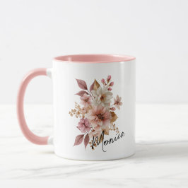Personlig vattenfärg blommig mugg