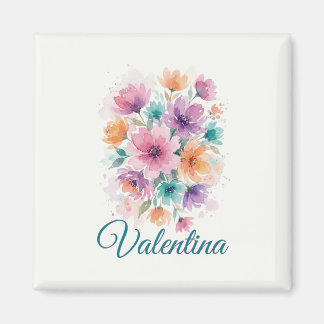 Personlig vattenfärg blommig namnmagnet magnet