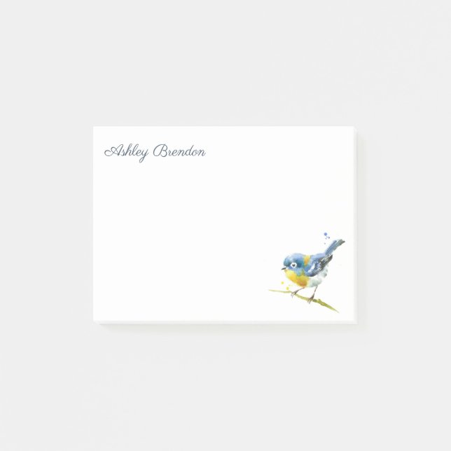 Personlig Vattenfärg - Fågelplatta anteckningar 50 Post-it Block (Framsida)