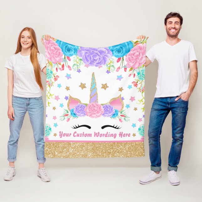 Personlig - vattenfärg för Unicorn Fleecefilt (På plats)