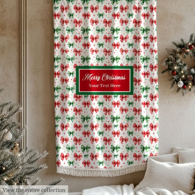 Personlig vattenfärg god jul ull fleecefilt (Personalized watercolor merry Christmas fleece wrap)