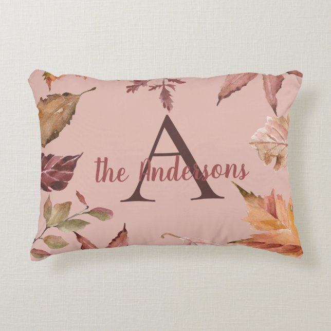 Personlig Vattenfärg Höst löv Prydnadskudde (Framsidan)