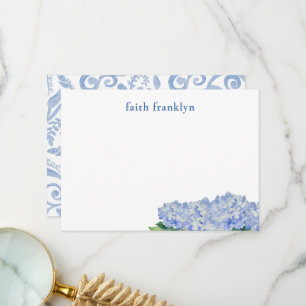 Personlig Vattenfärg Hydrangea Stationery Tack Kort
