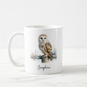 Personlig vattenfärg Luvuggla Kaffemugg