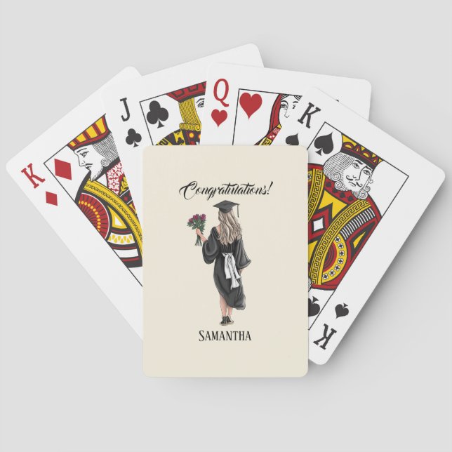 Personlig Vattenfärg Studenten (3) Casinokort (Baksidan)