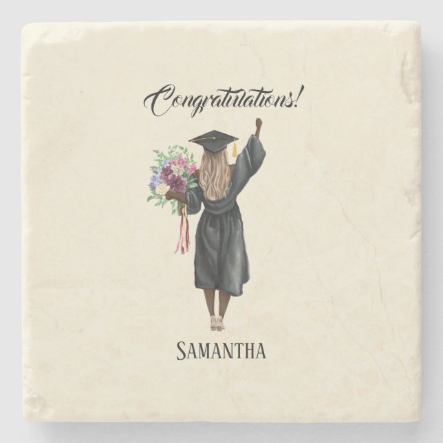 Personlig Vattenfärg Studenten (7) Stenunderlägg (Framsidan)