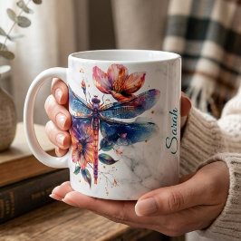 Personlig vattenfärg Trollsländemugg Kaffemugg