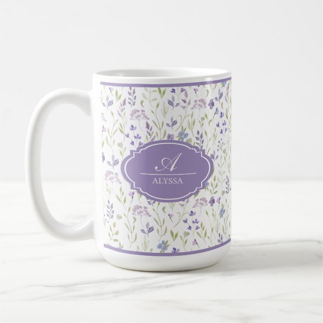 Personlig Vattenfärg Vildblomma-Mugg Kaffemugg (Vänster)