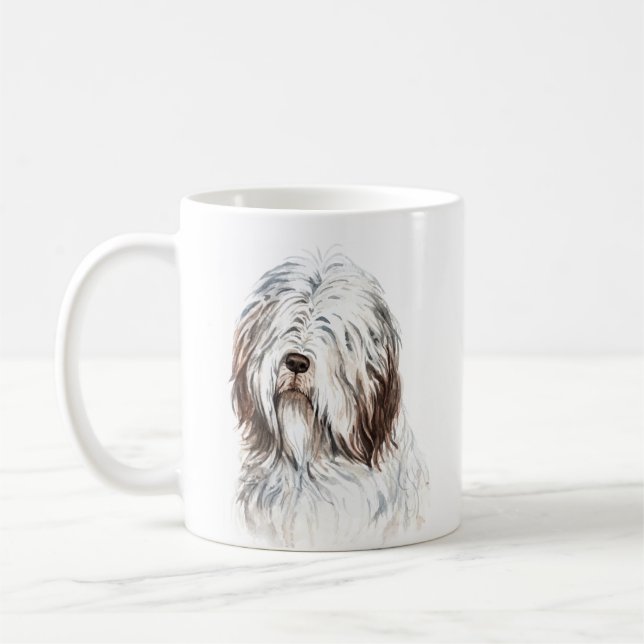 Personlig Vattenfärgad brugad kollie Kaffemugg (Vänster)