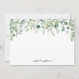 Personlig Vattenfärgad Grönt Eucalyptus Löv Anteckningskort