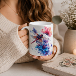 Personlig Vattenfärgad Trollsländemugg Kaffemugg