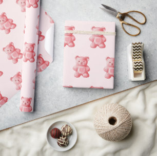 Personlig Vattenfärgat kute Rosa Gummiboskap Presentpapper