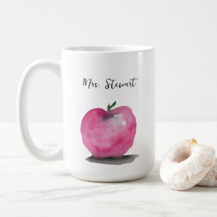 Personlig vattenfärgsapple Teacher Namn Kaffemugg