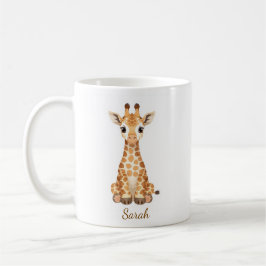 Personlig vattenfärgsbabygiraffmugg med anpassad t kaffemugg