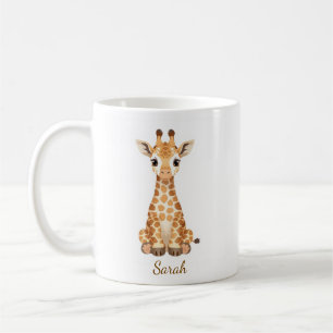Personlig vattenfärgsbabygiraffmugg med anpassad t kaffemugg