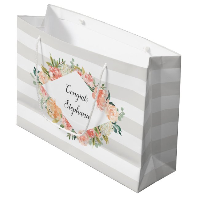 Personlig VattenfärgsBlommigt och Rand Mönster (Framsidan Vinklad)