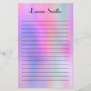 Personlig Vattenfärgsfärgad Rosa Lila Längd Brevpapper