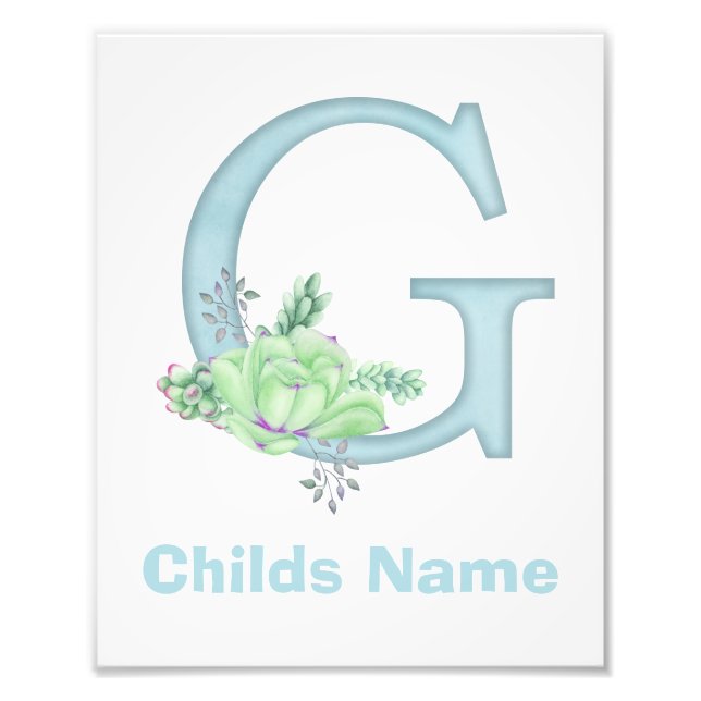 Personlig Vattenfärgsfotoutskrift för Brev G Fototryck (Framsidan)