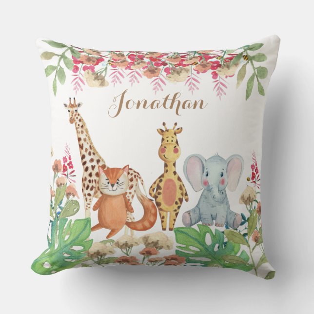 Personlig vattenfärgsgrönyngla baby-gåva kudde (Framsida)