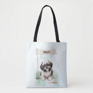 Personlig vattenfärgshund av rasen Shih Tzu Tygkasse