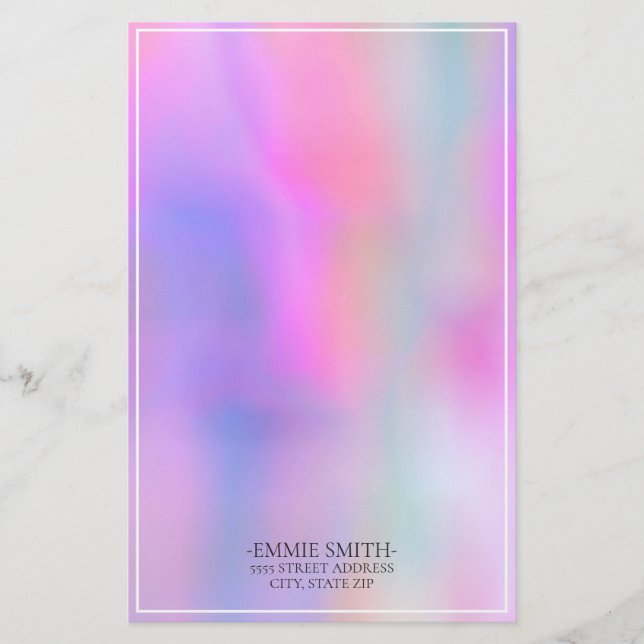 Personlig VattenfärgsLila Rosa Brevpapper (Framsida)