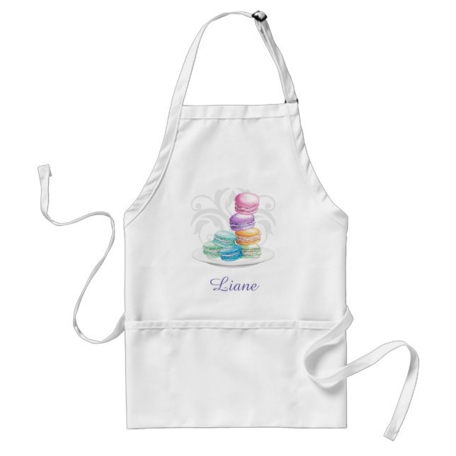 Personlig vattenfärgsmakaroner apron förkläde (Framsidan)
