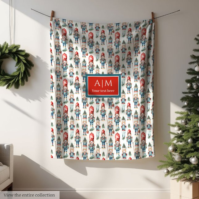 Personlig vattenfärgsmuskler, traditionell nötkrac fleecefilt (Personalized watercolor nutcracker traditional Fleece Blanket)