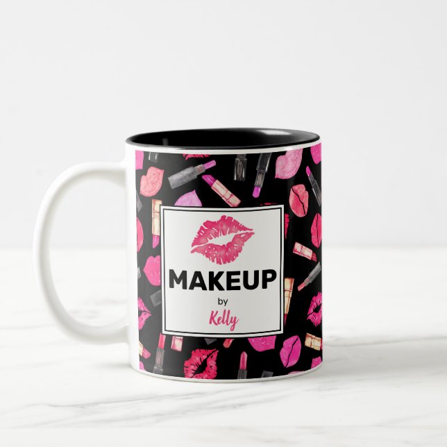 Personlig Vattenfärgspak Mönster Makeup Tw Två-Tonad Mugg (Vänster)