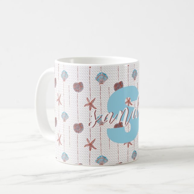 Personlig Vattenfärgsseashceller Kaffemugg (Framsida vänster)