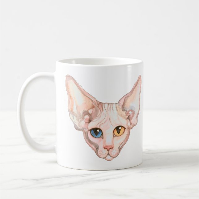 Personlig Vattenfärgssfärghynx-katt Kaffemugg (Vänster)