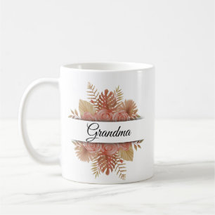 Personlig - vattenfärgsskript blommigt, mormat-pho kaffemugg