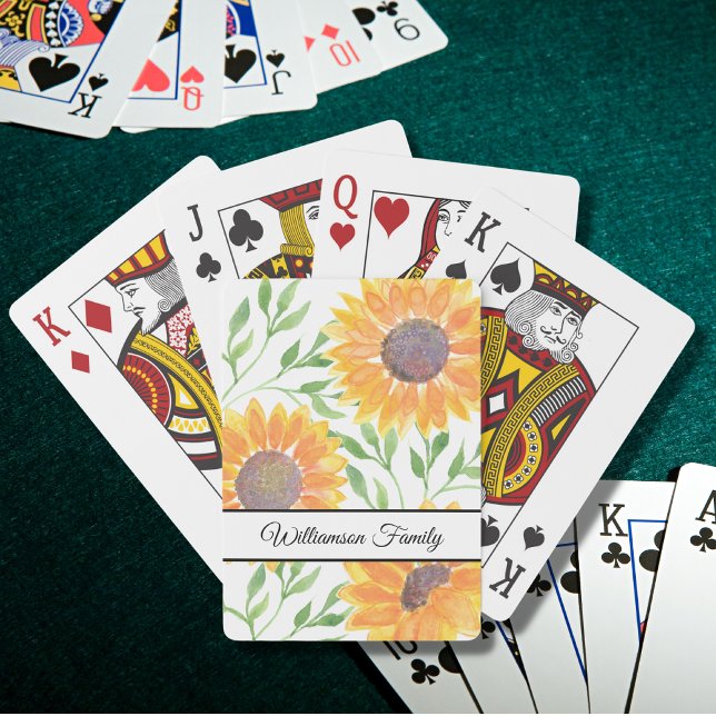 Personlig Vattenfärgssolrosor Gult Casinokort (Skapare uppladdad)