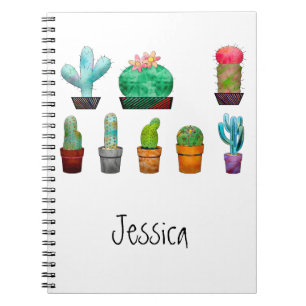 Personlig vattenfärgssucculents anteckningsbok