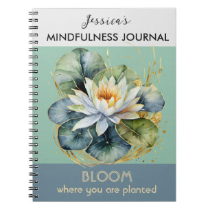 Personlig Vattenlilja Grön Mindfulness Journal Anteckningsbok