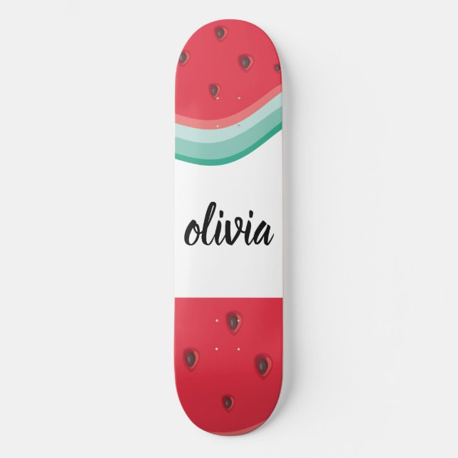 Personlig vattenmelon mini skateboard bräda 18,5 cm (Framsida)