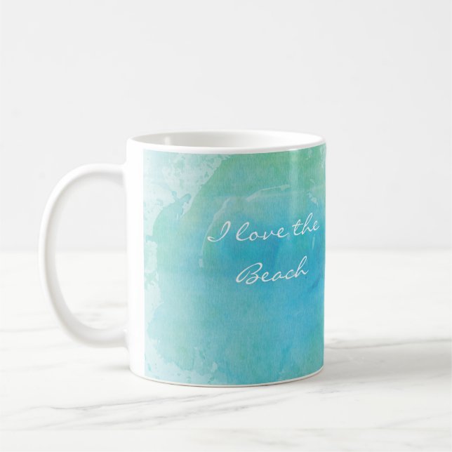 Personlig vattensfärsmugg med strand och hav kaffemugg (Vänster)