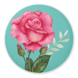 Personlig Vattenskärg Rosa ros Blommigt Turkos Knopp