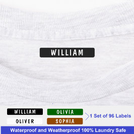Personlig vattentålig namn barn skolkläder klistermärke