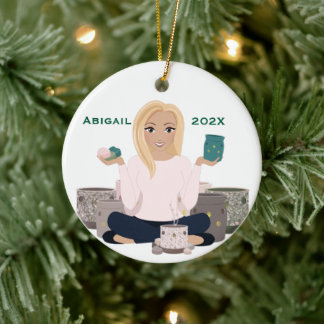 Personlig vaxvärmare kvinna julgransprydnad keramik