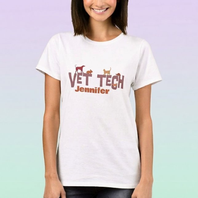 Personlig Vet Tech T-Shirt (Personalized vet tech t-shirt.)