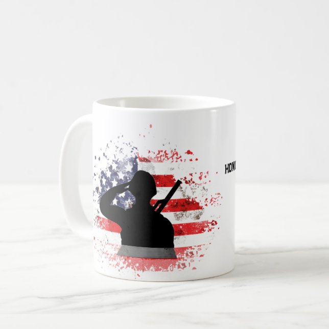 Personlig Veterans Day Mugg - militärt namn (Framsida vänster)
