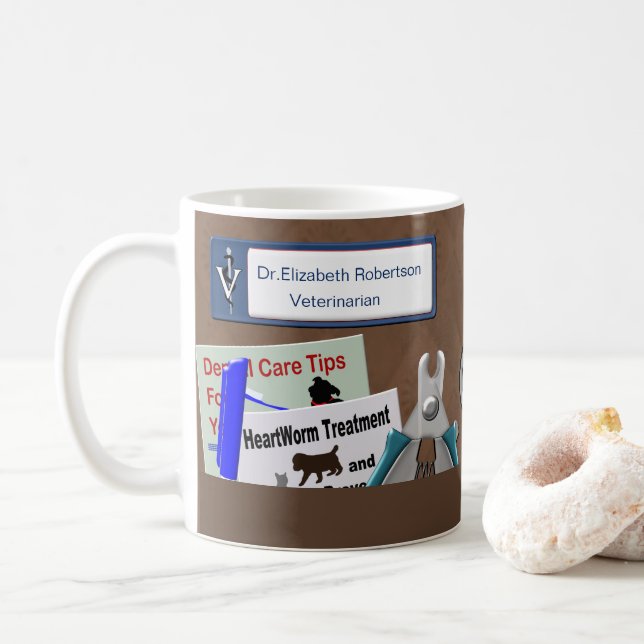 Personlig Veterinärdesign i brunt kaffe Mugg (Med munk)