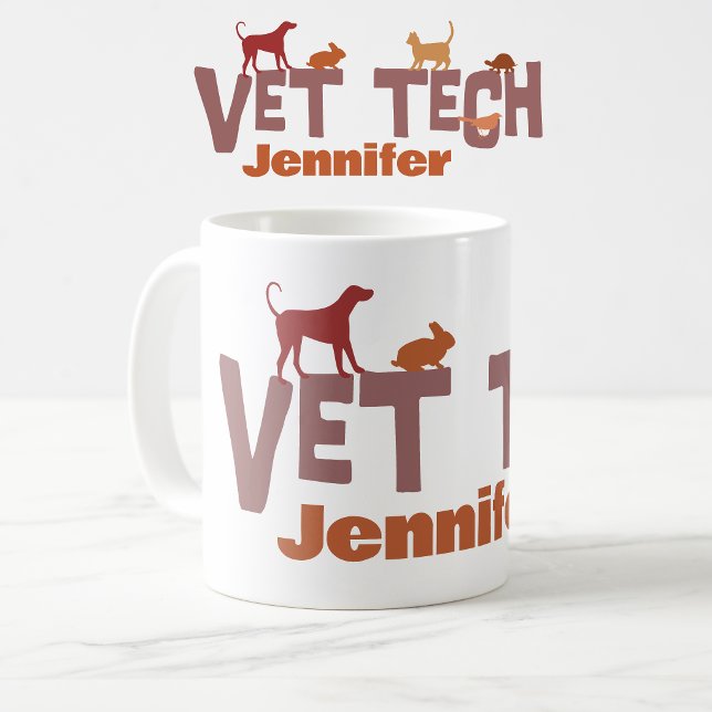 Personlig veterinärtekniker mugg (Personalized vet tech mug.)