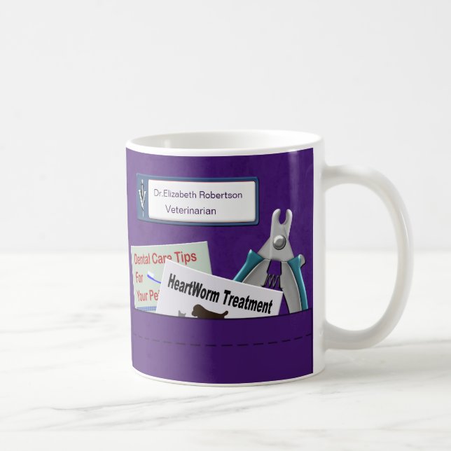 Personlig Veterinary Professionell Scrubs Lila Kaffemugg (Höger)