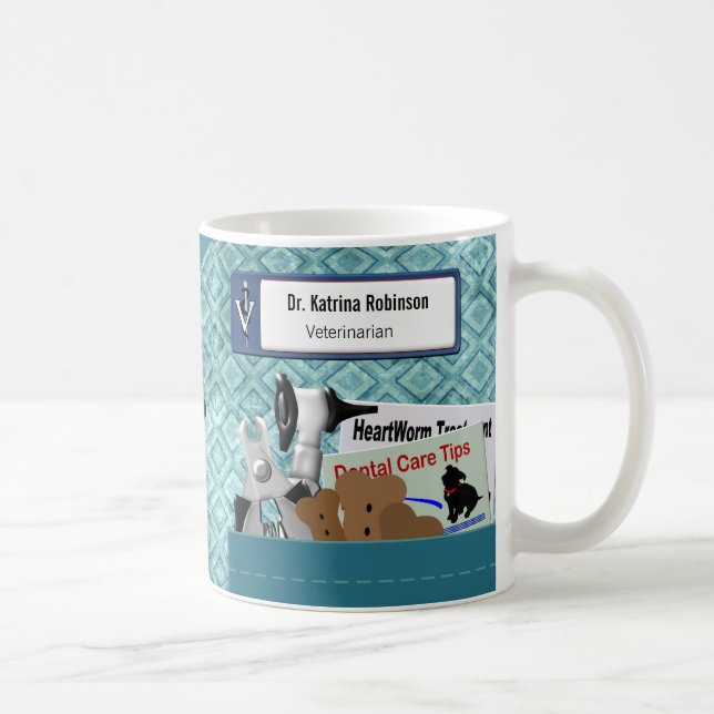 Personlig Veterinary Professionell Scrubs Teal Kaffemugg (Höger)