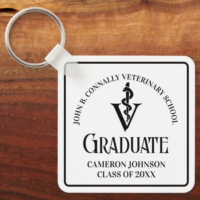 Personlig Veterinary School Studenten Gift Nyckelring (Framsida)