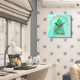 PERSONLIG VI ÖNSKAR ER I GOD JUL FYRKANTIG KLOCKA