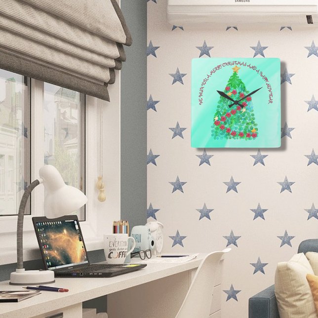 PERSONLIG VI ÖNSKAR ER I GOD JUL FYRKANTIG KLOCKA (Skapare uppladdad)