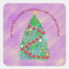 PERSONLIG VI ÖNSKAR ER I GOD JUL FYRKANTIGT KLISTERMÄRKE