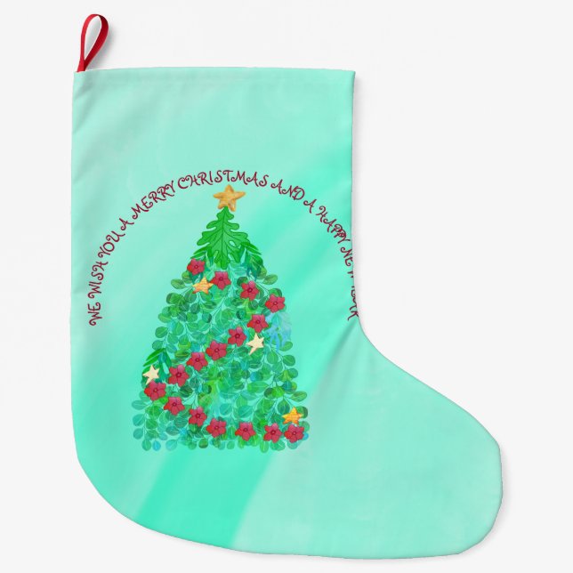 PERSONLIG VI ÖNSKAR ER I GOD JUL STOR JULSTRUMPA (Framsidan)